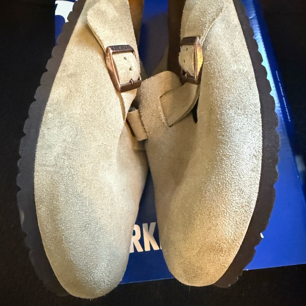 Birkenstock Boston Taupe Suede Clogs 41 / 10 - Picture 7 of 9